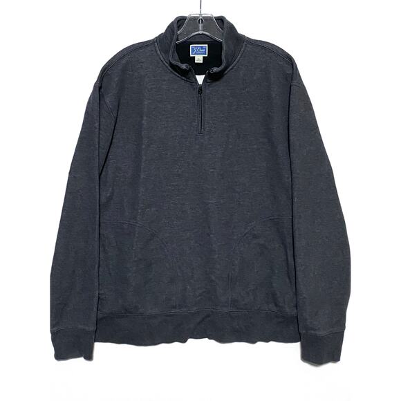 J Crew Charcoal Gray Sweater Quarter Zip Pullover Sweatshirt 2 Pocket Mens XL - Picture 1 of 9
